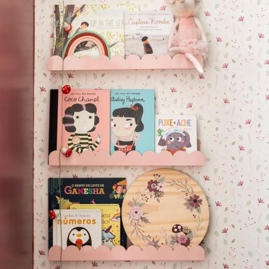 kit 2 Prateleira Ondinha Nicho em Mdf Decoração De Ambientes Livro Revista Infantil
