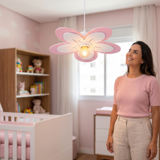 Lustre Flor Amarelo e Branco - Lustre Para Quarto Infantil
