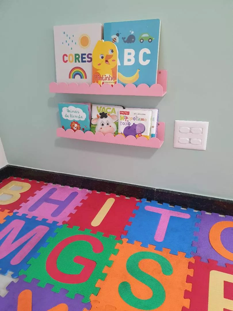 kit 4 Prateleira Ondinha Nicho em Mdf Decoração De Ambientes Livro Revista Infantil