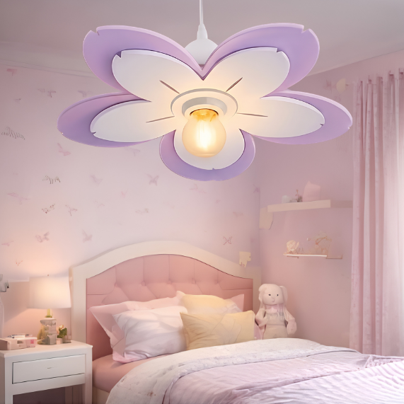 Lustre Flor Rosa e Branco - Lustre Para Quarto Infantil