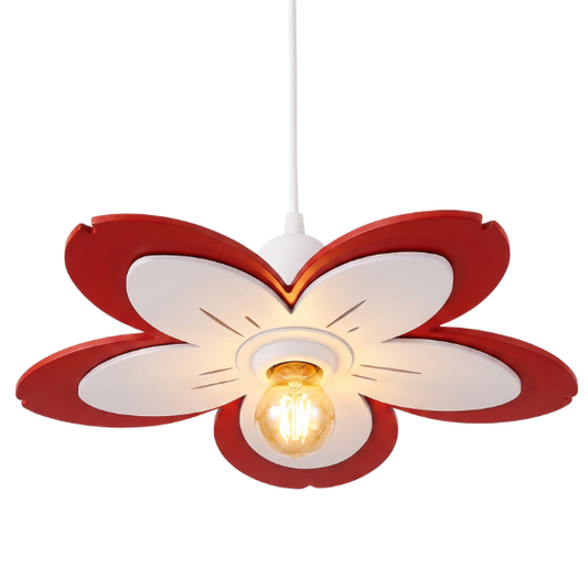 Lustre Flor Vermelho e Branco - Lustre Para Quarto Infantil