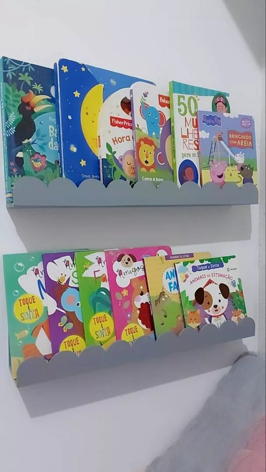 kit 5 Prateleira Ondinha Nicho em Mdf Decoração De Ambientes Livro Revista Infantil