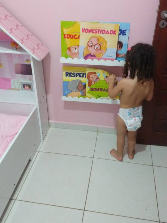 kit 4 Prateleira Ondinha Nicho em Mdf Decoração De Ambientes Livro Revista Infantil