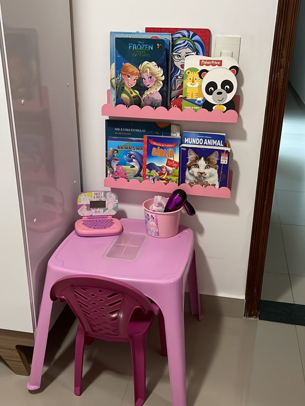 kit 4 Prateleira Ondinha Nicho em Mdf Decoração De Ambientes Livro Revista Infantil